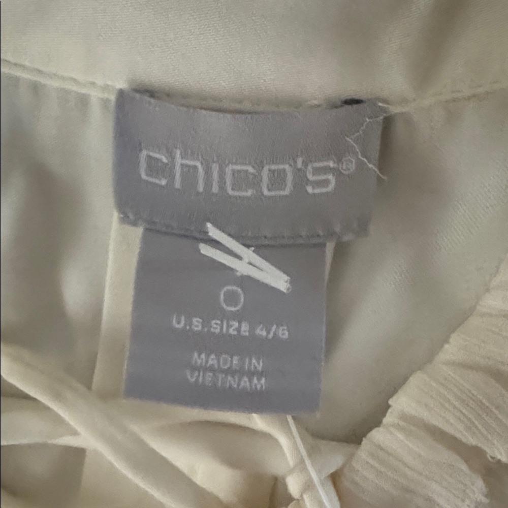 Chico's Cream Ruffle Blouse - Picture 2 of 4